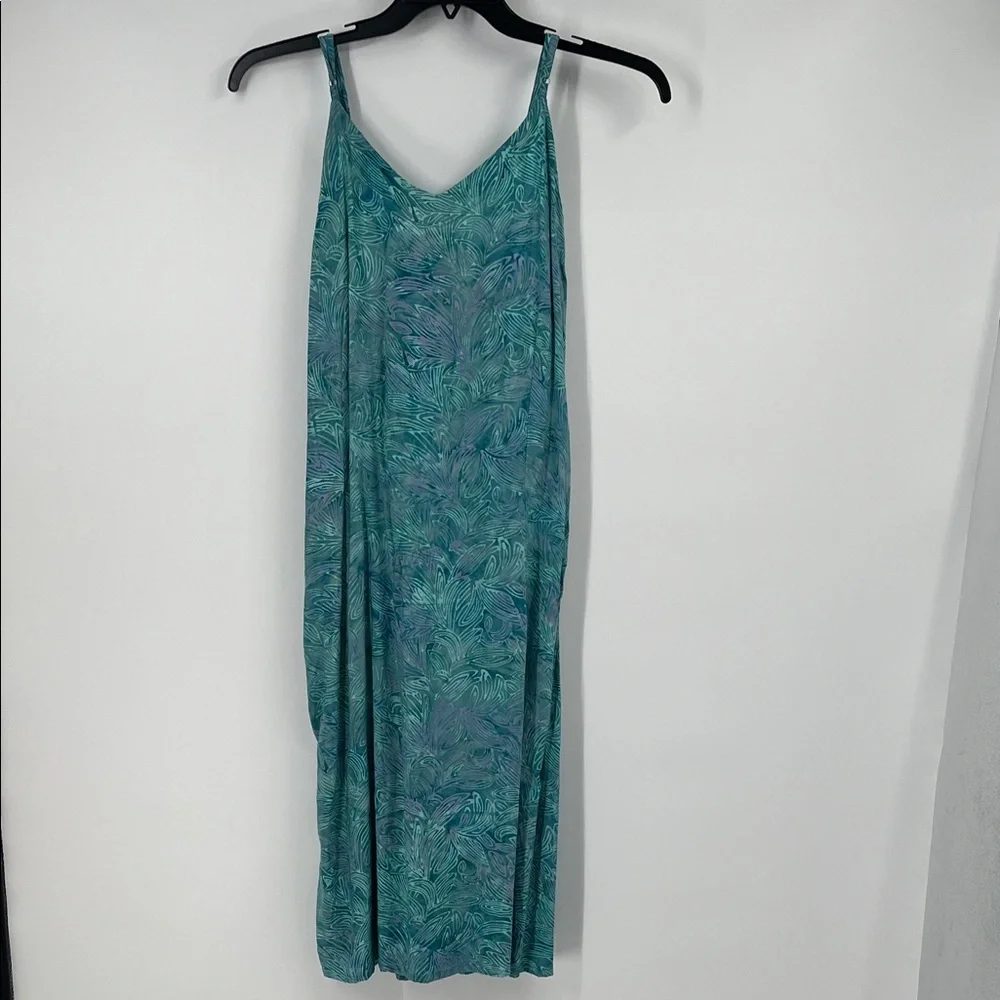 Hand Kreation Teal Print Midi Dress Size Medium